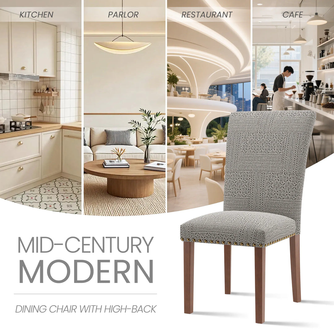 RENEWLINE Dining Chairs, Fabric with Nailhead Trim and Wood Legs