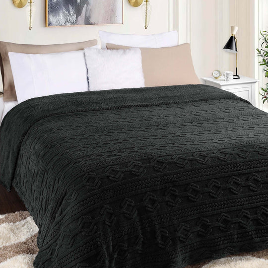Arctic Boho Jacquard Plush Fluffy Fleece Blanket