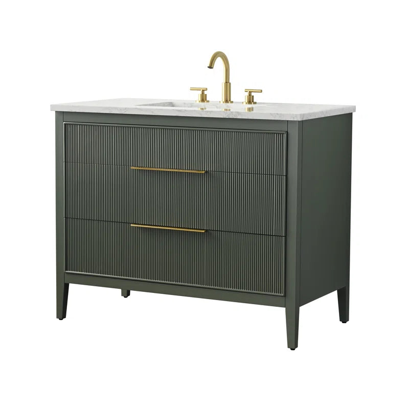 Bilroy Egremt 42'' Single Bathroom Vanity with Engineered Stone Top