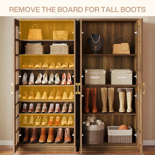 8-Tier Modern Shoe Storage Cabinet with Doors and Adjustable Shelves