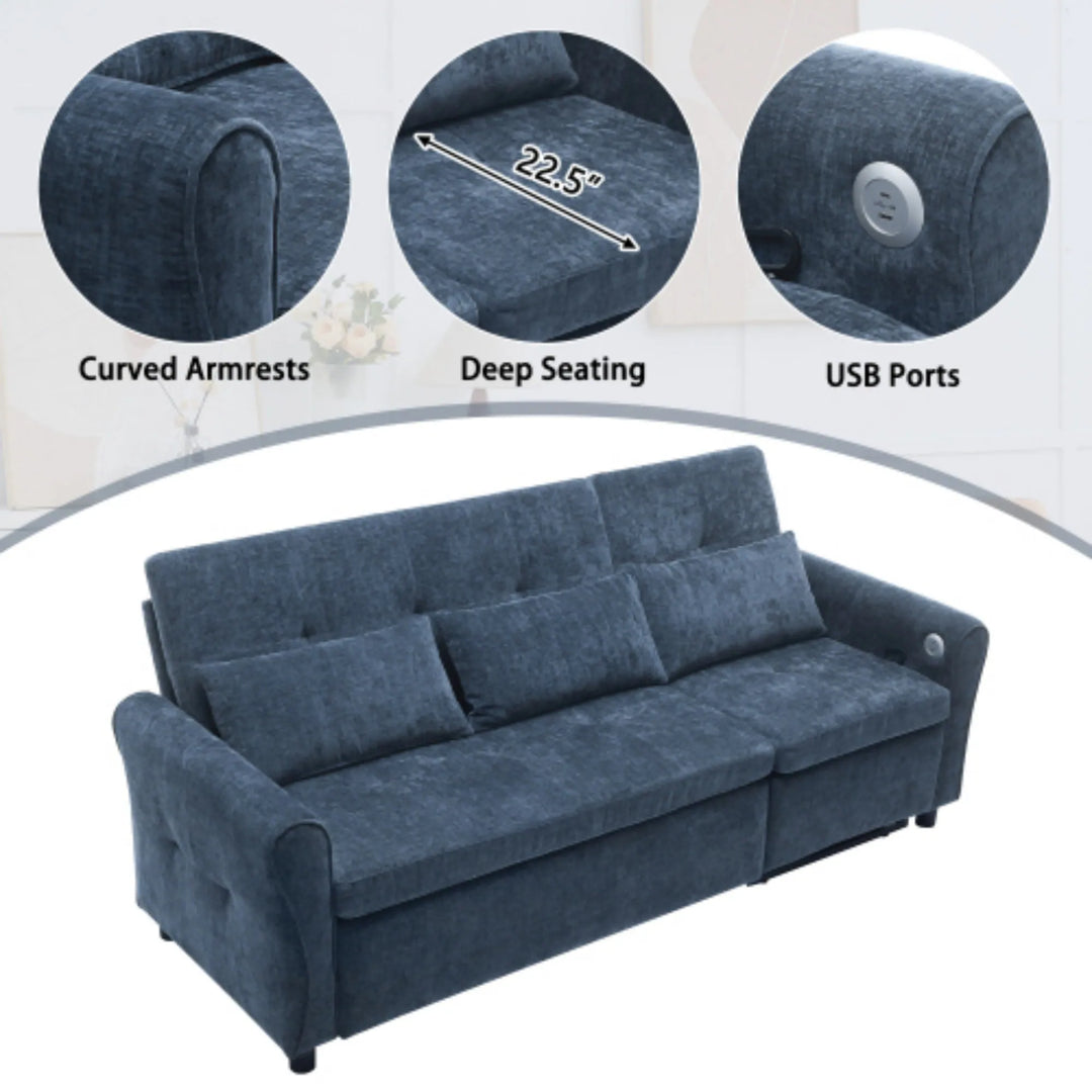 2-In-1 Sofa with Pull-Out Sleeper & Reversible Recliner by