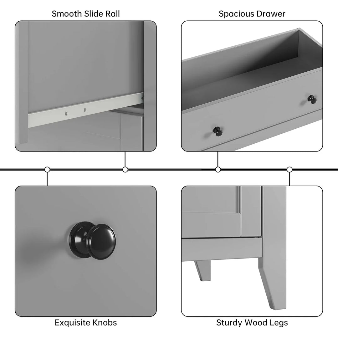 Modern Bedroom Nightstand with 5 Drawers & Metal Handles - Multifunctional Storage Cabinet,Easy Assembly for Living Room