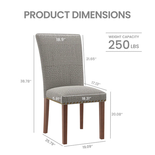RENEWLINE Dining Chairs, Fabric with Nailhead Trim and Wood Legs