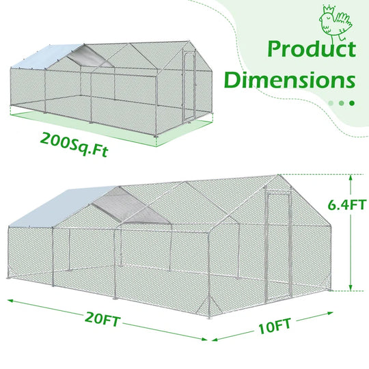 Derward 200 Square Feet Walk in Chicken Run for up to 20 Chickens