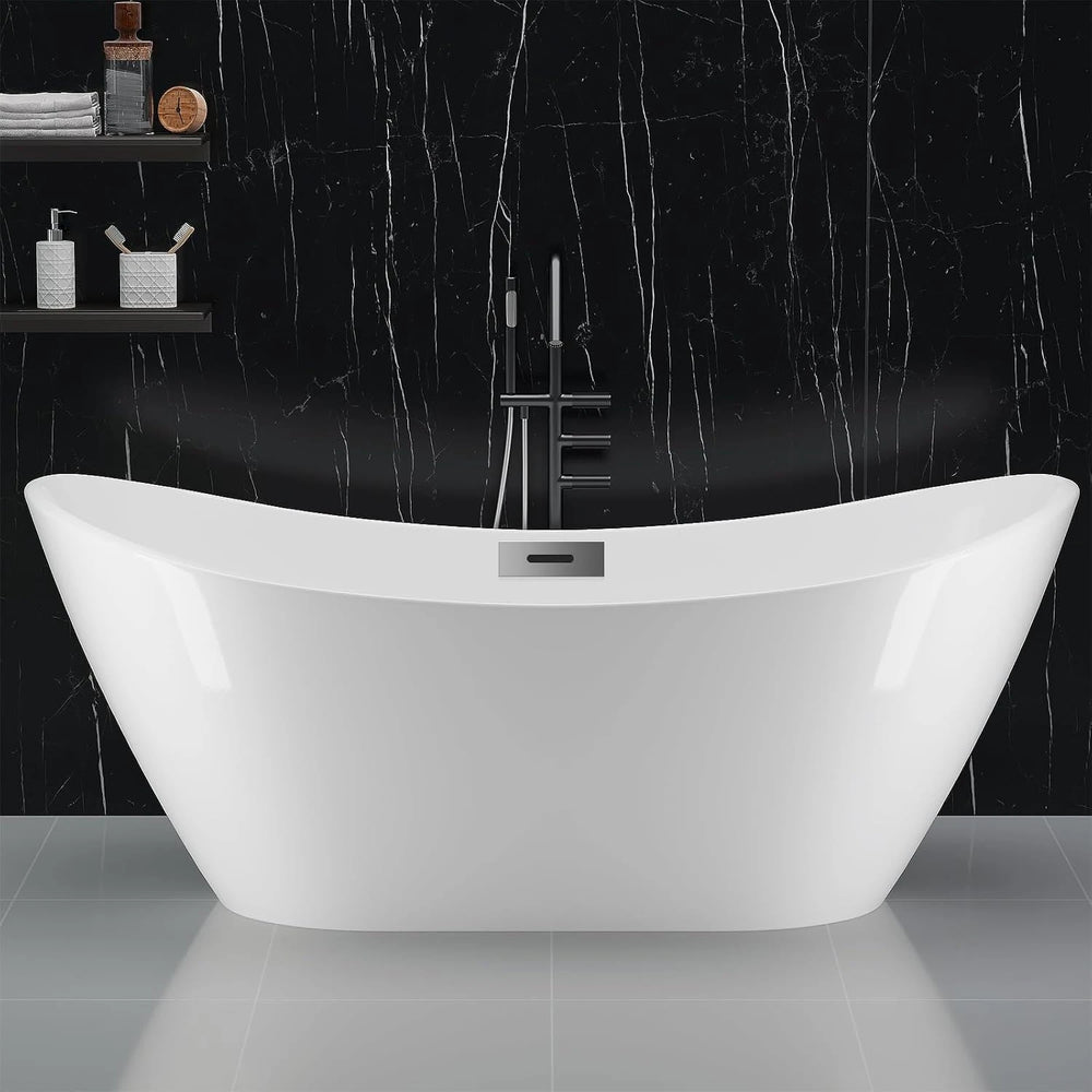 59"/67"Acrylic Bathtub,With Chrome Drain and Overflow,Cupc Certified