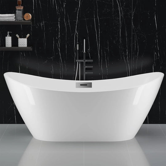 59"/67"Acrylic Bathtub,With Chrome Drain and Overflow,Cupc Certified