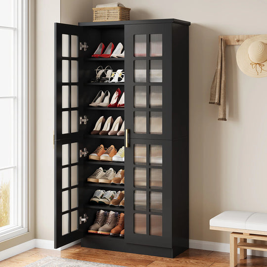 9-Tier Shoe Cabinet with Adjustable Shelves and Doors (71 Inches)