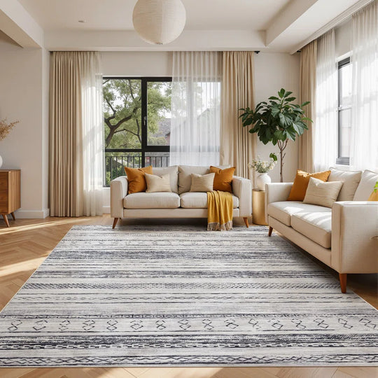 Anthonyville Area Rug Living Room Rugs: Washable Boho Large Neutral Farmhouse Soft Moroccan Stain Resistant Indoor Floor Carpet for Bedroom Nursery Kids Playroom Office Dining Room Home House Decor