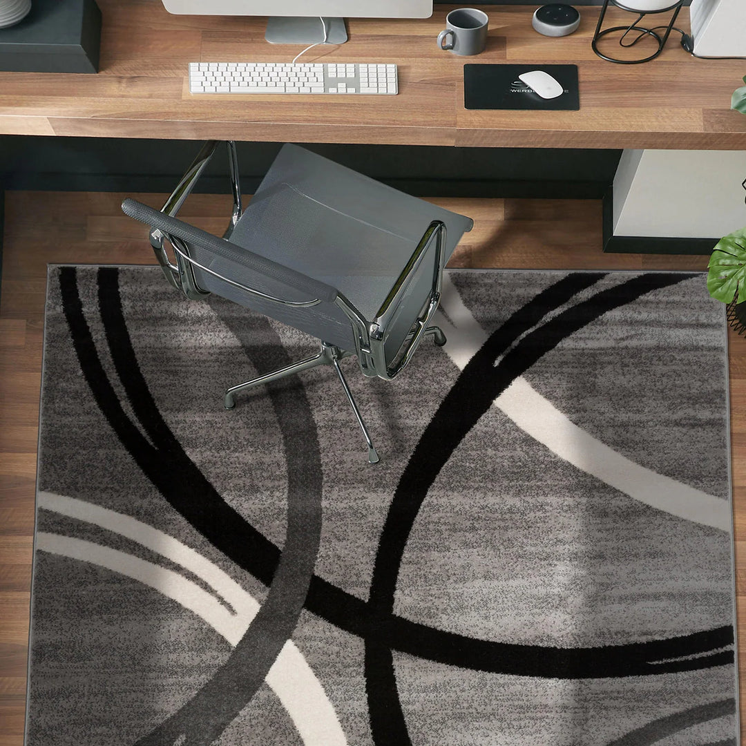 Contemporary Abstract Circles Design Area Rug