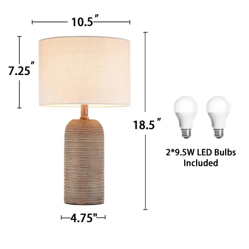 Farmhouse Table Lamp Set with LED Bulbs (Set of 2) - W10.5 X H18.5 Inch