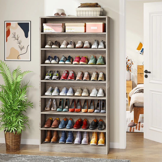 9 Tiers Shoe Cabinet, 40-45 Pairs Heavy Duty Wood Freestanding Shoe Storage Cabinet