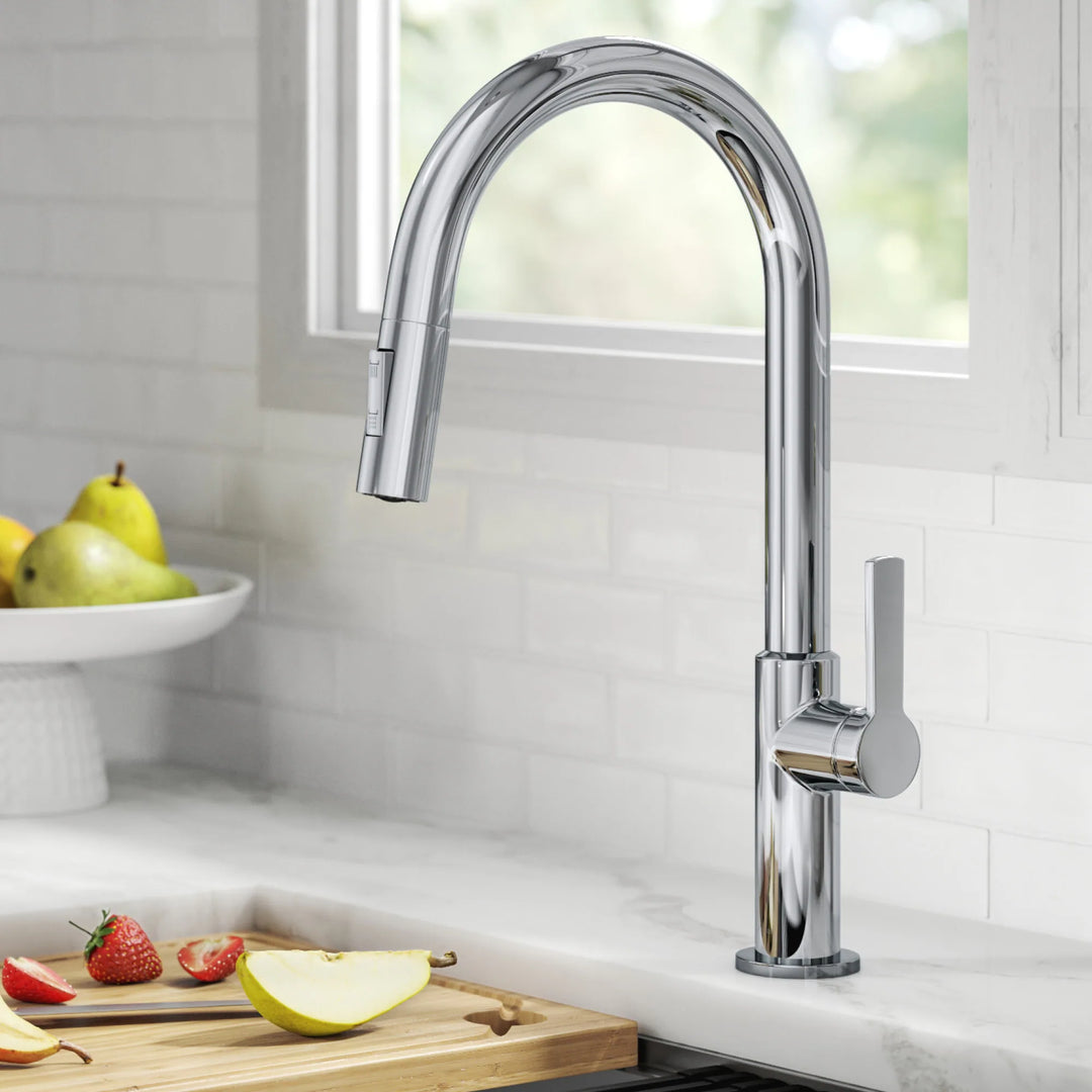 2-Function 1-Handle 1-Hole Pulldown Sprayer Brass Kitchen Faucet