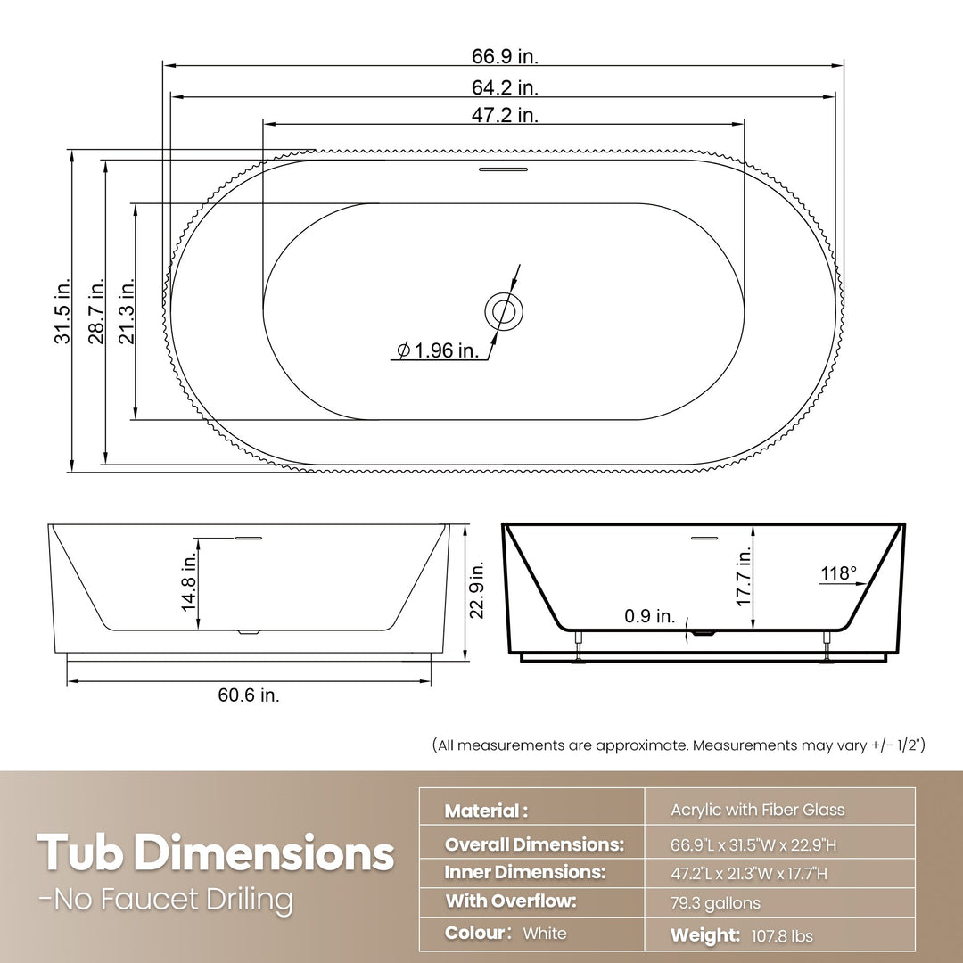 Linyi Freestanding Acrylic Soaking Bathtub