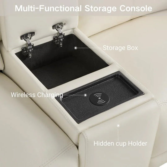 Hadlee Genuine Leather Reclining Sofa with Multi-Function Console.