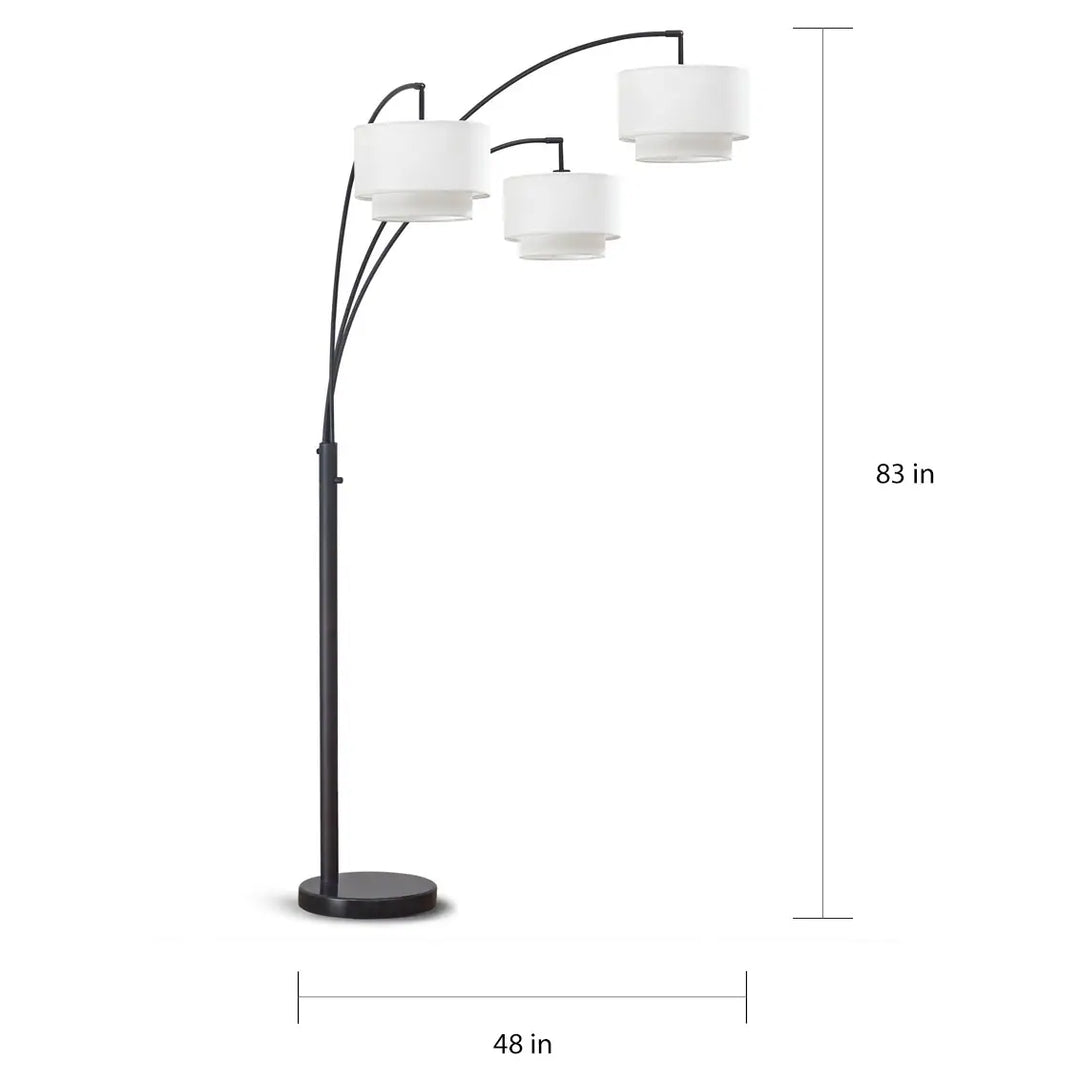 Broadway 3-Light 4-Way Switch Arch Floor Lamp