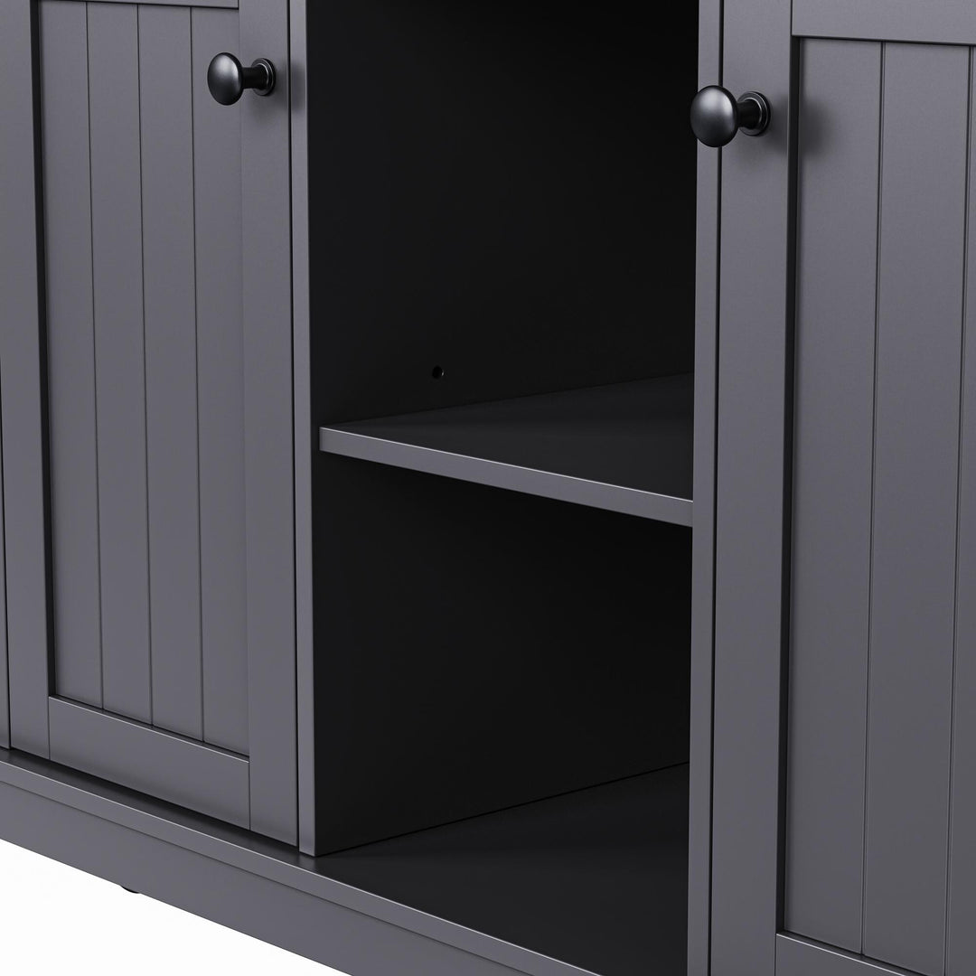 Large Kitchen Island with Drop Leaf,Power Outlet,Door Internal Storage Rack,3 Drawers(Not Include Bar Stools)