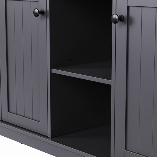 Large Kitchen Island with Drop Leaf,Power Outlet,Door Internal Storage Rack,3 Drawers(Not Include Bar Stools)