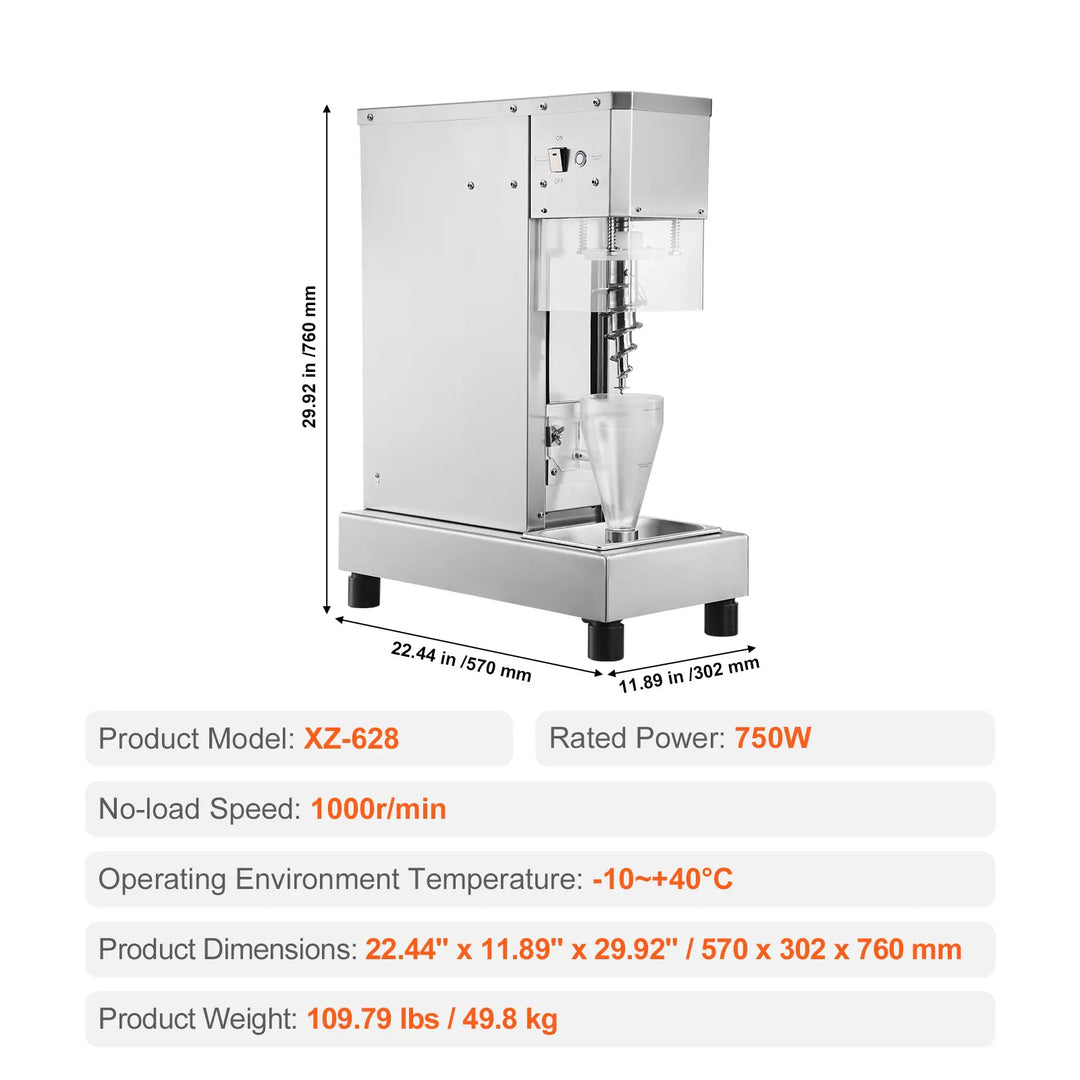 Ice Cream Blender, High-Speed Ice Cream Maker Mixer Stir Machine, Stepless Speed Adjustment