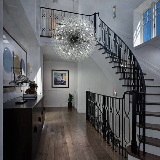 Contemporary 16/20/24/30-Light Glam Oversized Firework Crystal Sputnik Chandelier Dandelion Pendant Light, Includes Bulbs