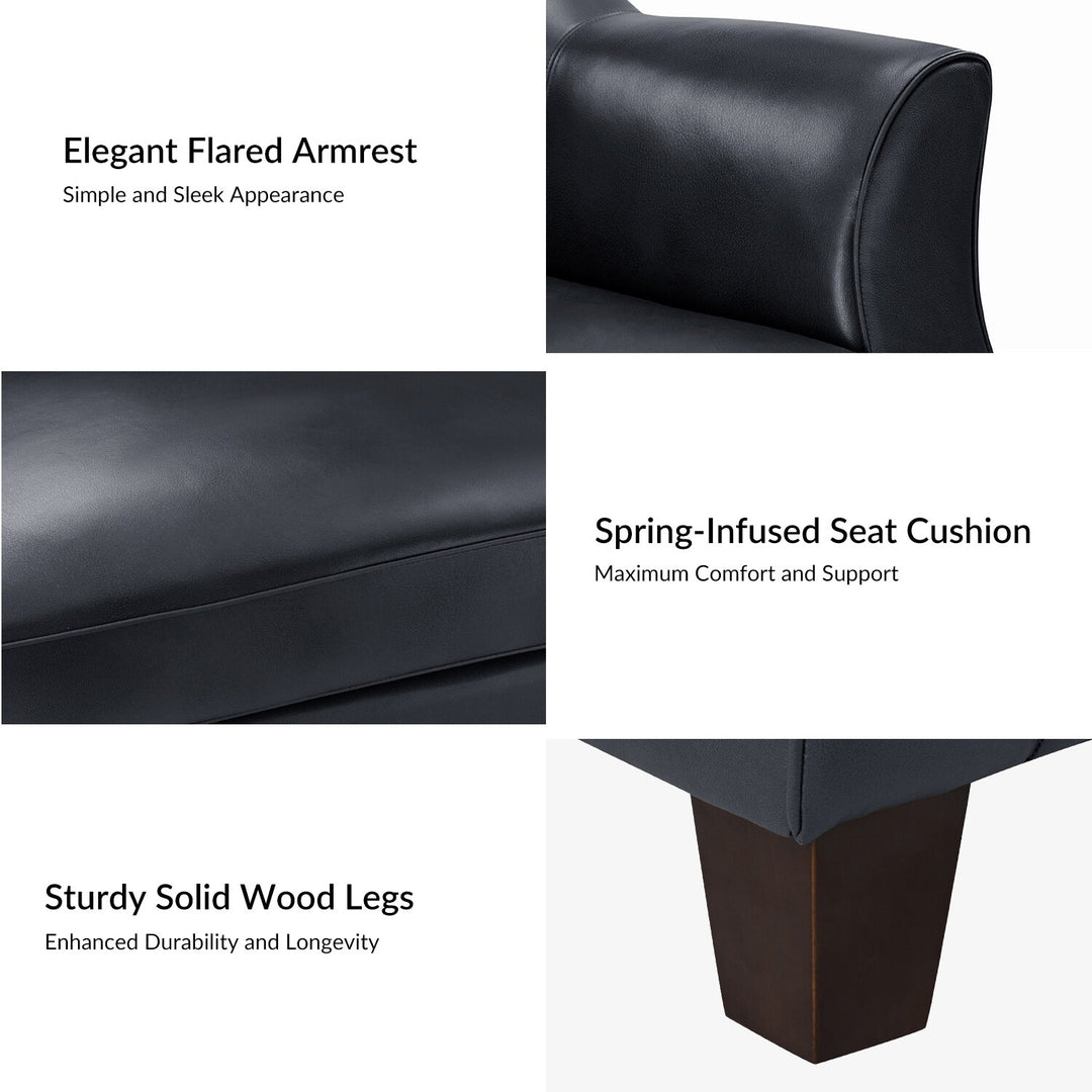 Sandra 81.5" Classic Genuine Leather Sofa with Solid Wood Legs by