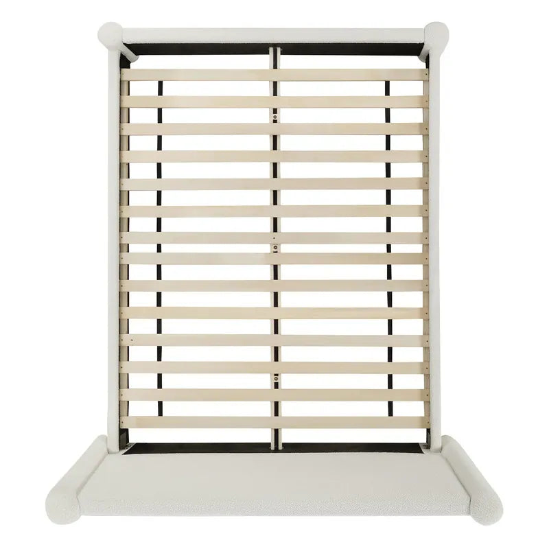 Modern Fully Upholstered Platform Bed Frame with Wide Headboard