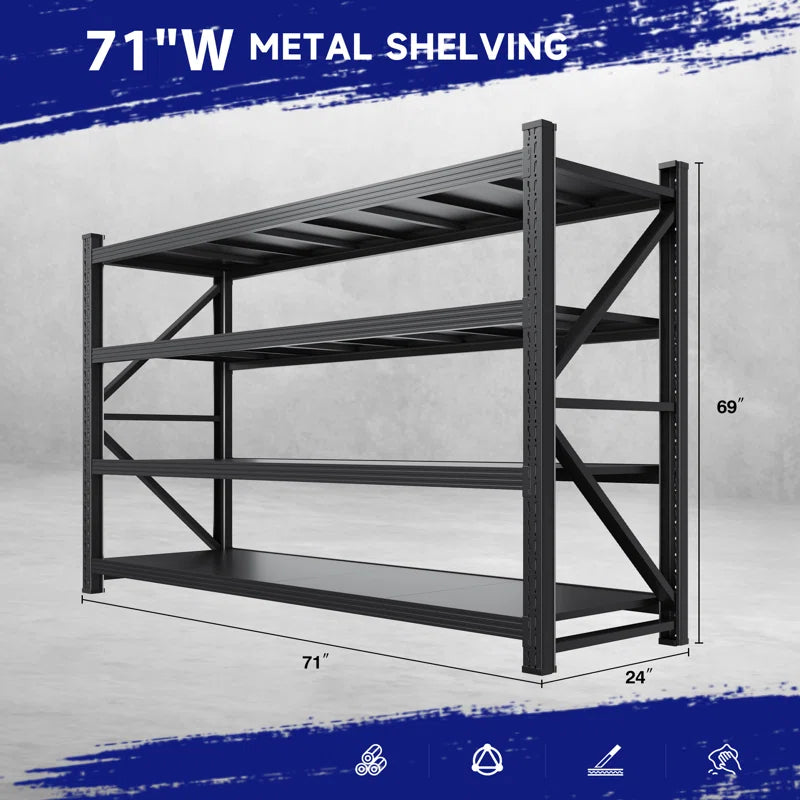 Heavy Duty 4-Tier Steel Shelves - Adjustable Storage Rack for Garage, Warehouse, Pantry & Toolsheds