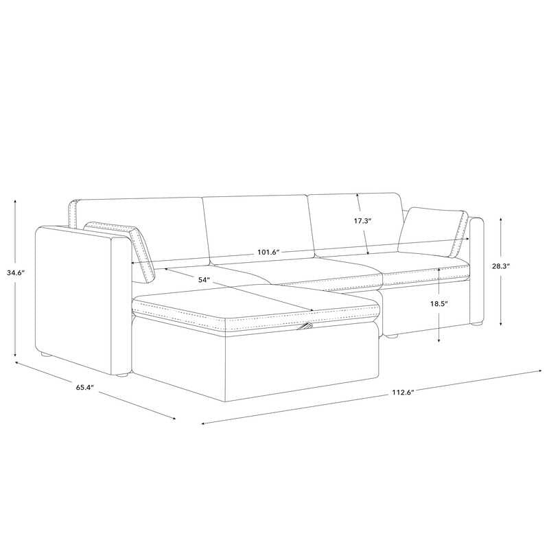 Mia Oversized Modular Sectional Fabric Sofa