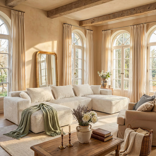 Oversized Modular Sectional Sofa, No Assembly Required, Corduroy Fabric, Deep Seat Cloud Couch with Chaise Foam Sofa