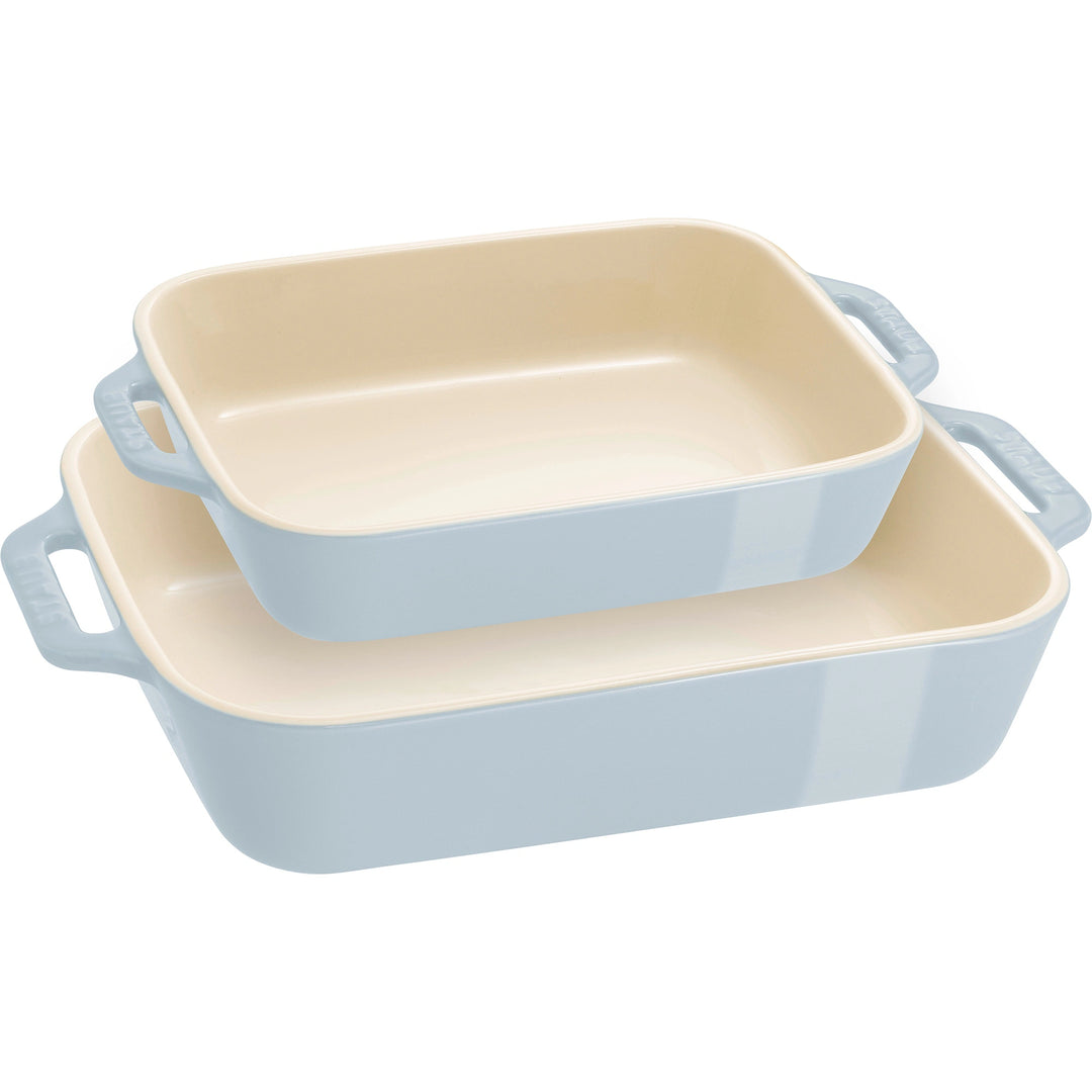 Ceramic 2-Pc Rectangular Baking Dish Set Macaron Pastel