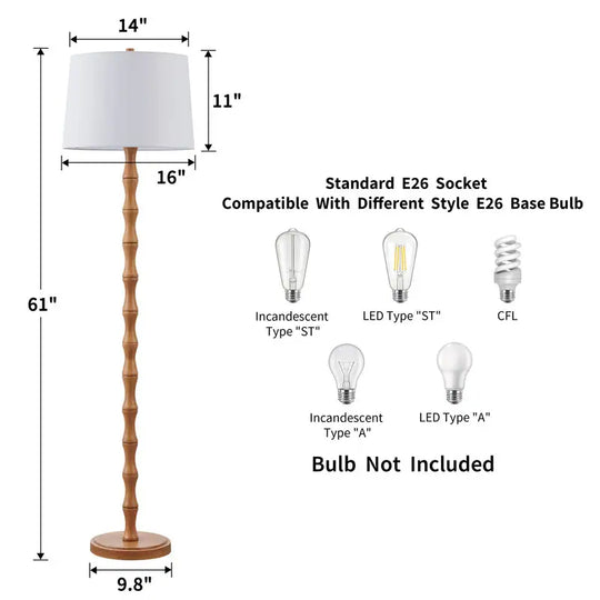 61'' Floor Lamp with Fabric Drum Shade