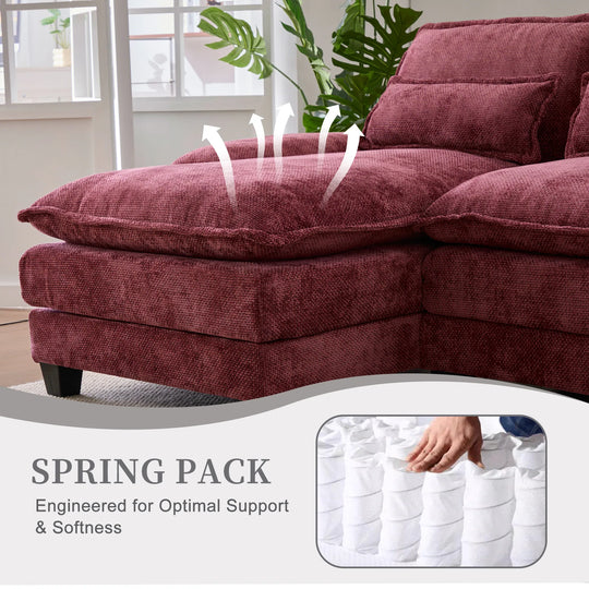 6-Seat Chenille Upholstered Modern U-Shaped Sectional Multifunctional Sofa with 2 Cup Holders,Pull-Out Storage Space