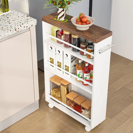 Slim Storage Cart, Rolling Narrow Kitchen Cart on Wheels