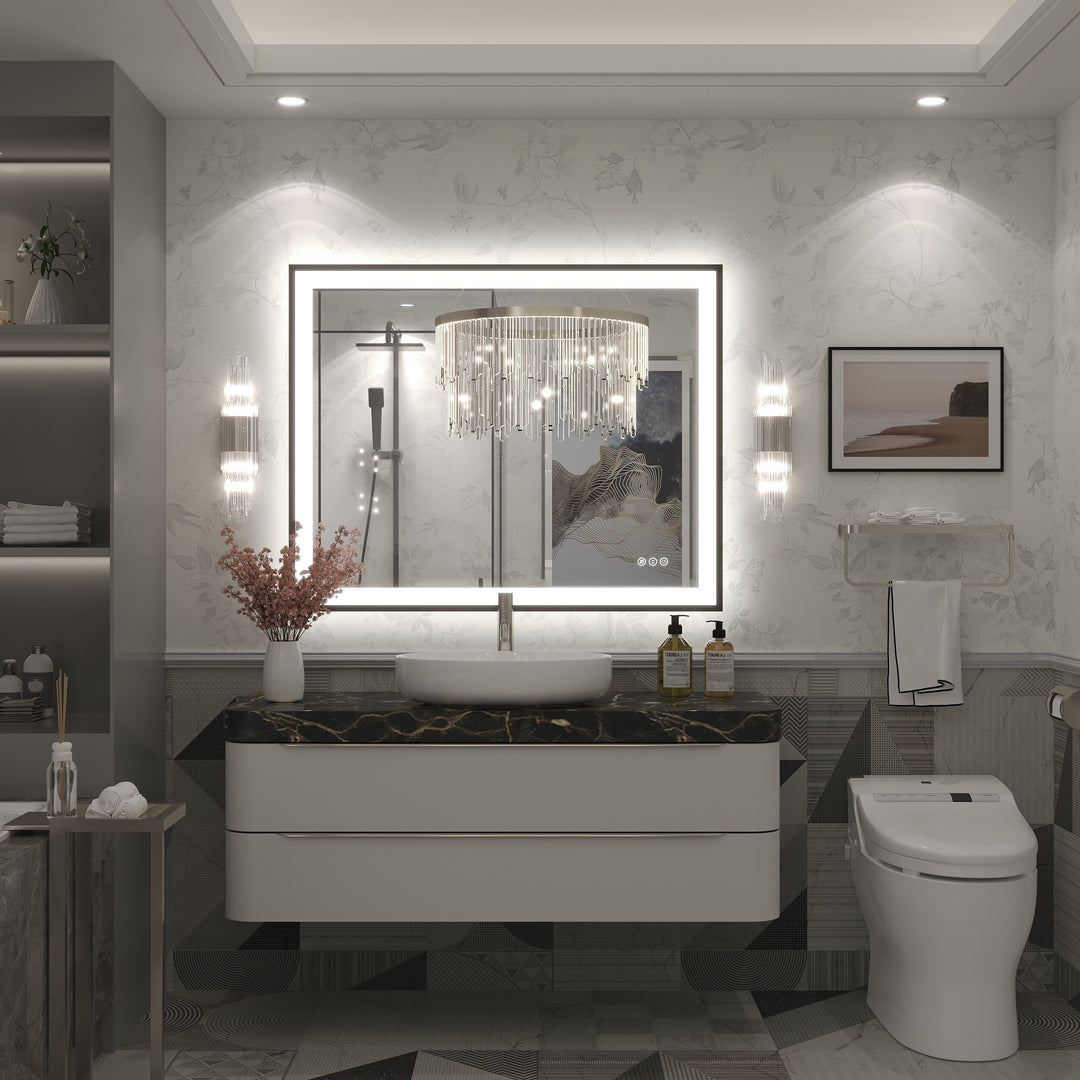Extra Large Black Frame LED Bathroom Vanity Mirror with 3 Years Warranty and UL Certified