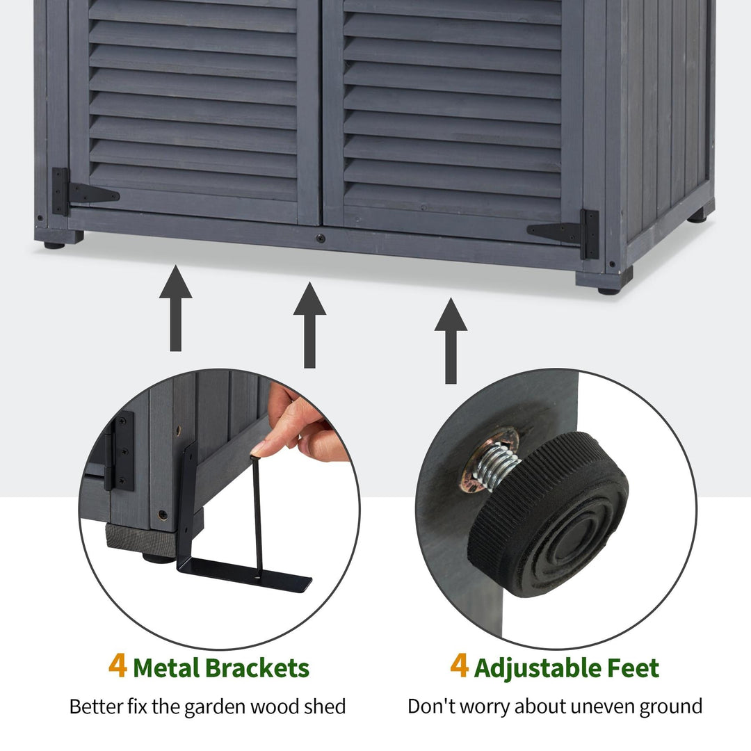 Outdoor Storage Cabinet Shed, Shuttered Doors with Lock, Wooden 0709 / 0808 / 1900