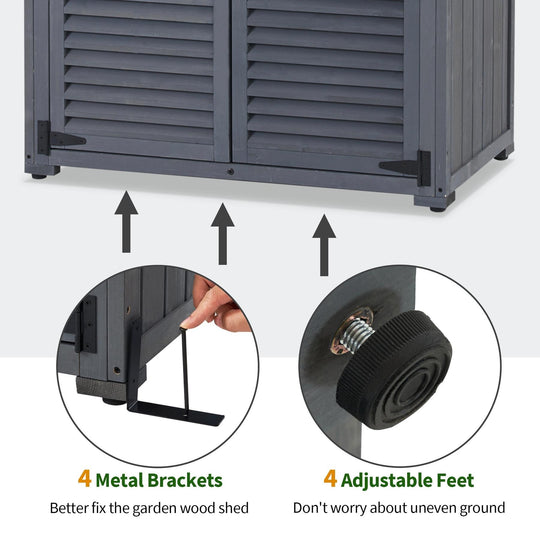 Outdoor Storage Cabinet Shed, Shuttered Doors with Lock, Wooden 0709 / 0808 / 1900