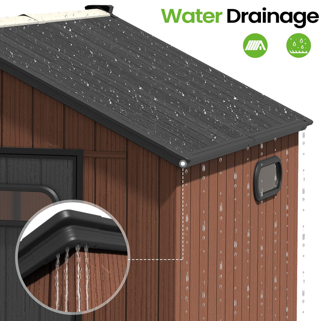 8X8/8X10/8X12 FT All-Weather Outdoor Resin Lockable Storage Shed with Windows Floor for Patio Furniture and Tools