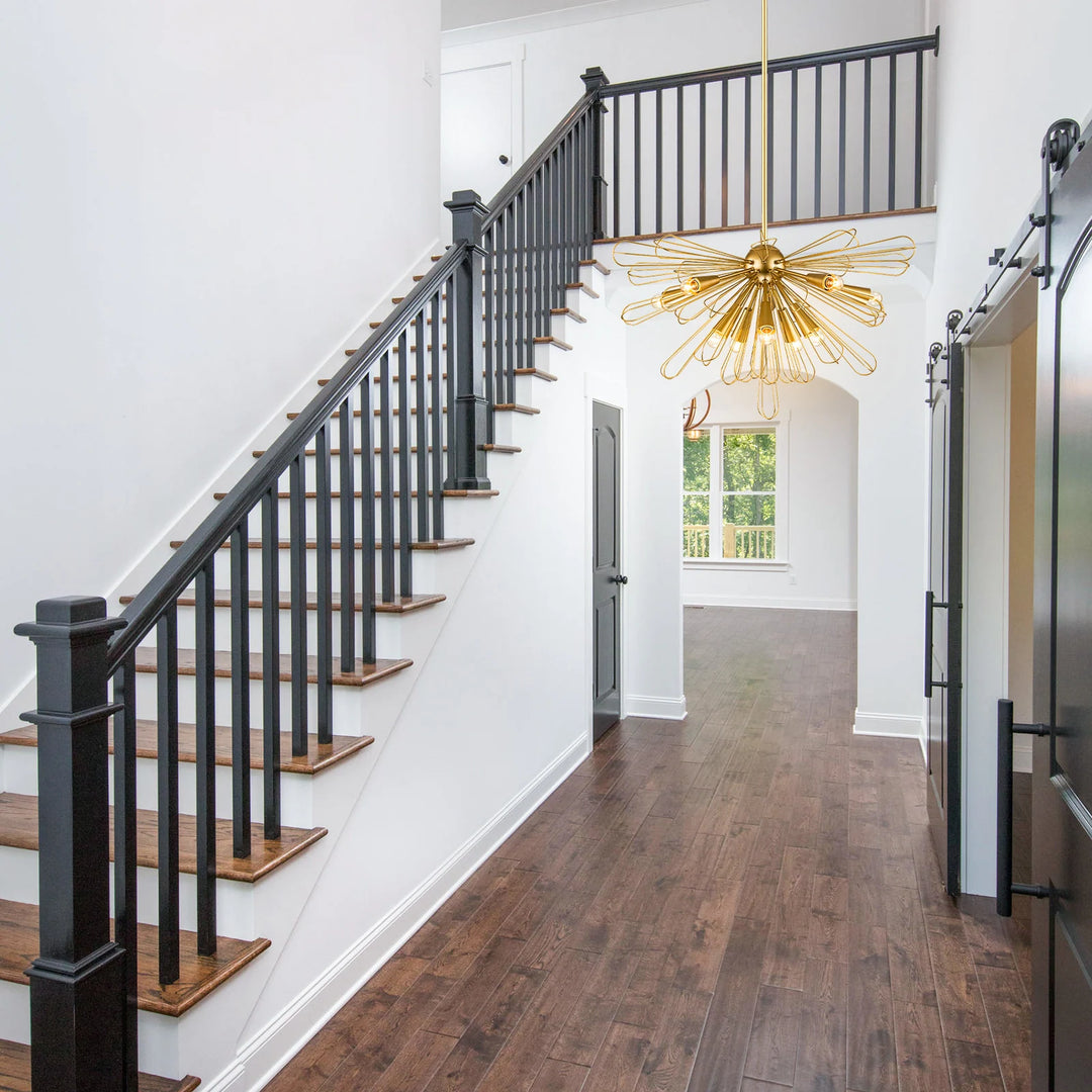 10-Light 34" W Contemporary Geometric Dandelion Sputnik Sphere Chandelier