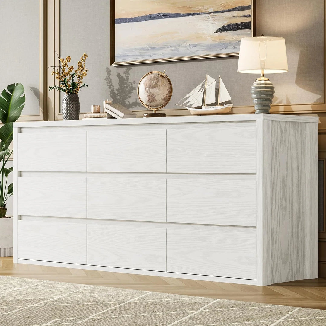 7-Drawer Dresser for Bedroom,Wide Wood Chest with Handle-Free Design,Modern Storage Cabinet for Living Room or Entryway