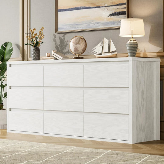 7-Drawer Dresser for Bedroom,Wide Wood Chest with Handle-Free Design,Modern Storage Cabinet for Living Room or Entryway