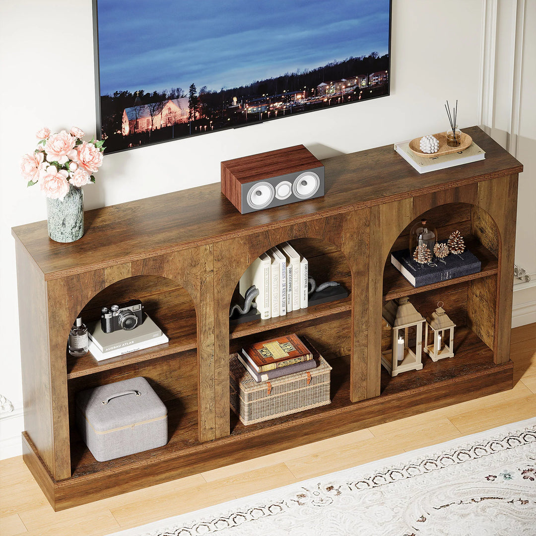 Farmhouse TV Stand for Tvs up to 65 Inches, Farmhouse Entertainment Center with Storage