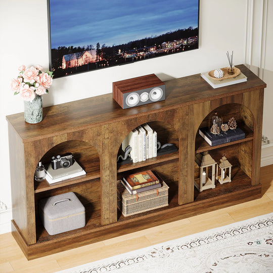 Farmhouse TV Stand for Tvs up to 65 Inches, Farmhouse Entertainment Center with Storage