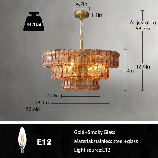 36In-67.4 In. 6-Lights Gold Crystal Drum Chandelier