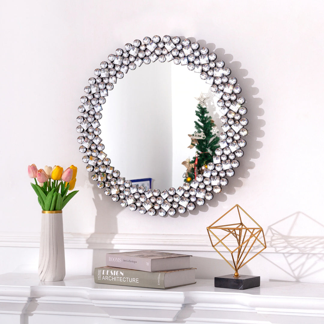 Crystal Accent round Wall Mirror