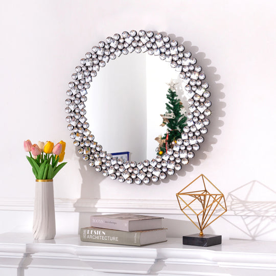 Crystal Accent round Wall Mirror