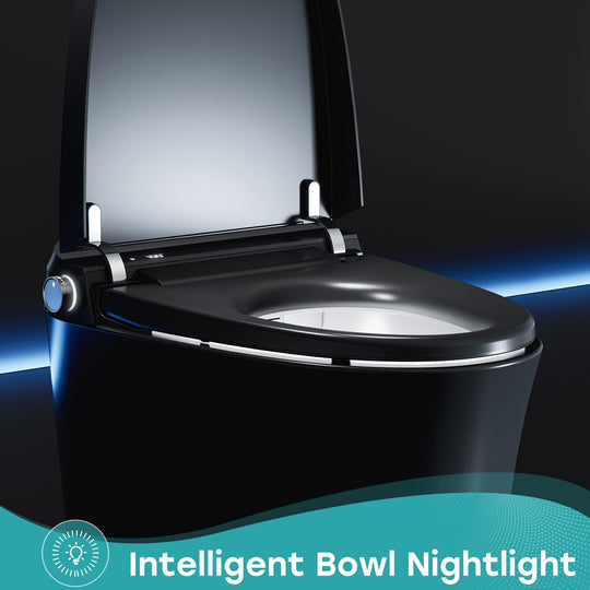 Elongated Smart Bidet Toilet Black Auto Flush Booster Pump Remote Control