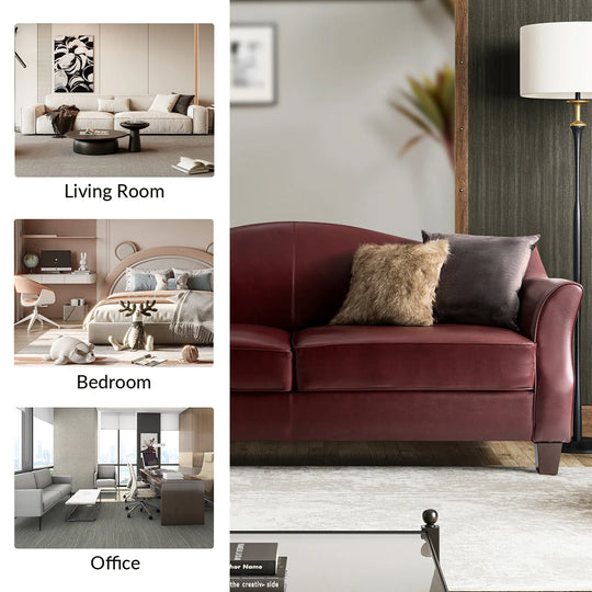 Sandra 81.5" Classic Genuine Leather Sofa with Solid Wood Legs by