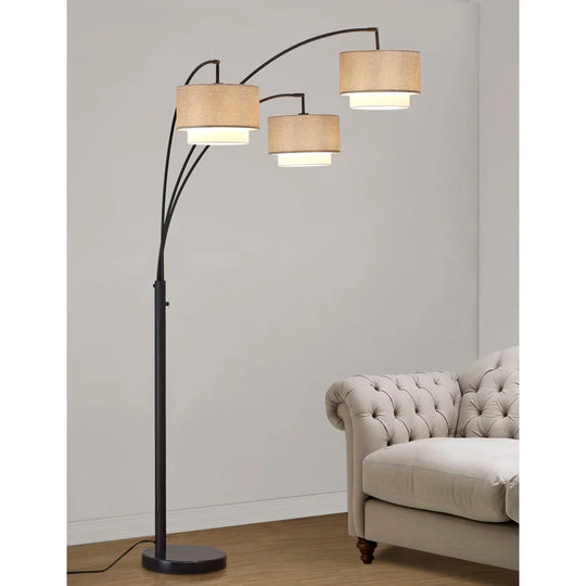 Broadway 3-Light 4-Way Switch Arch Floor Lamp