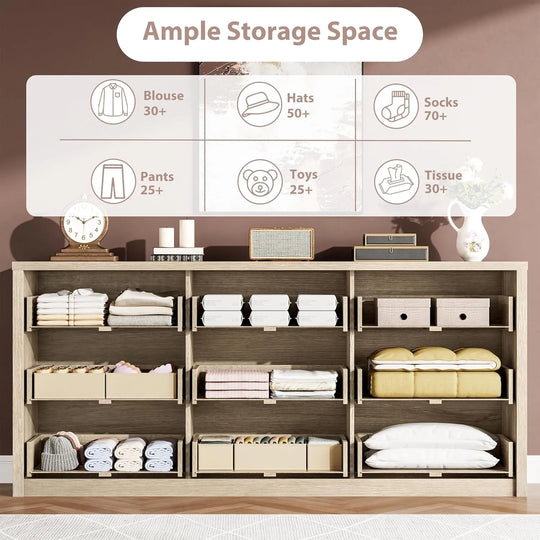 7-Drawer Dresser for Bedroom,Wide Wood Chest with Handle-Free Design,Modern Storage Cabinet for Living Room or Entryway
