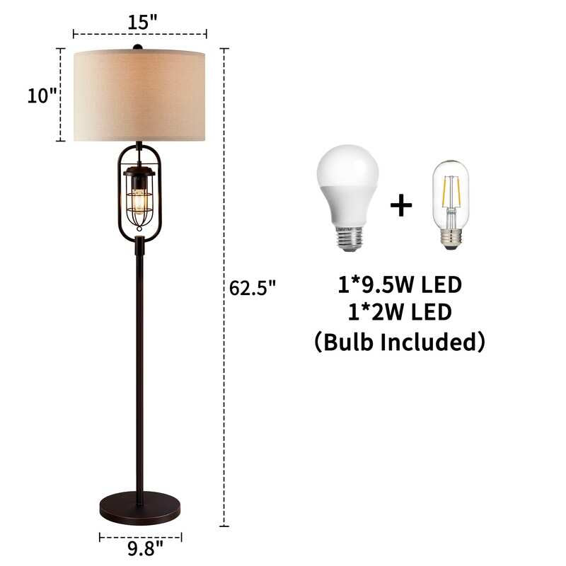62.5 Inch Bronze Standard Floor Lamp with Night Light