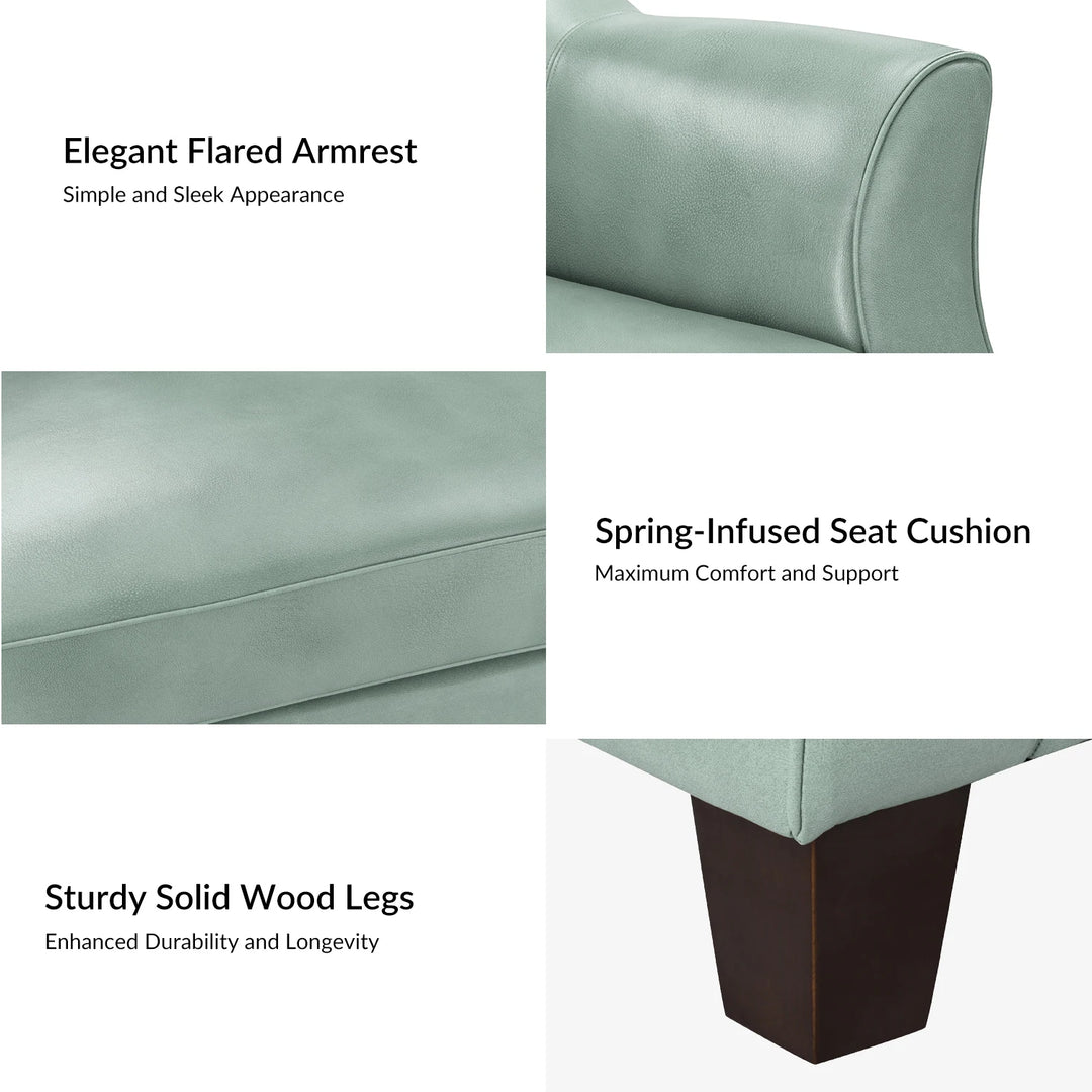 Sandra 81.5" Classic Genuine Leather Sofa with Solid Wood Legs by